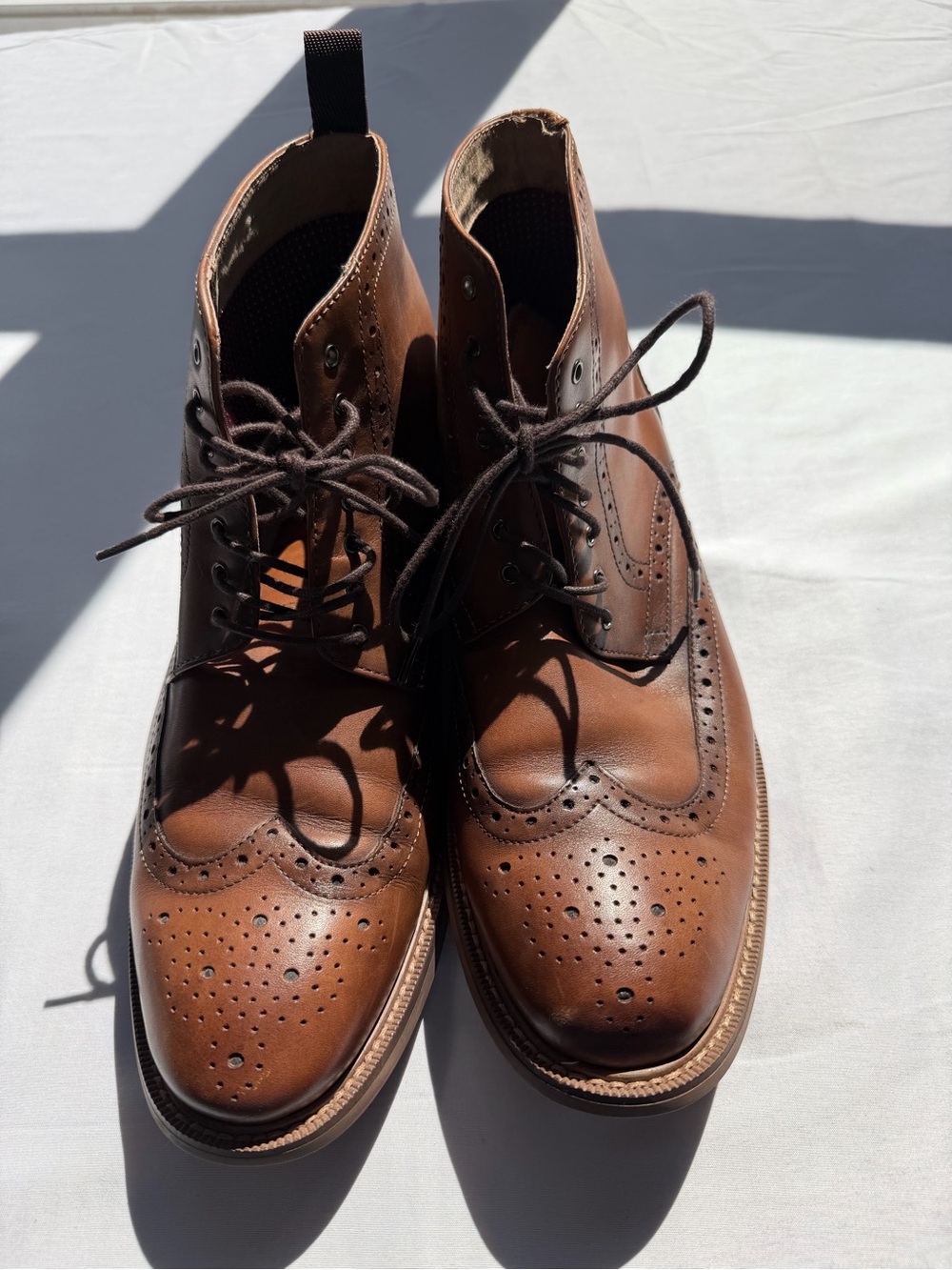 Aston Grey Men's Brown Wingtip Leather Boots - Classic Dress Boot Style